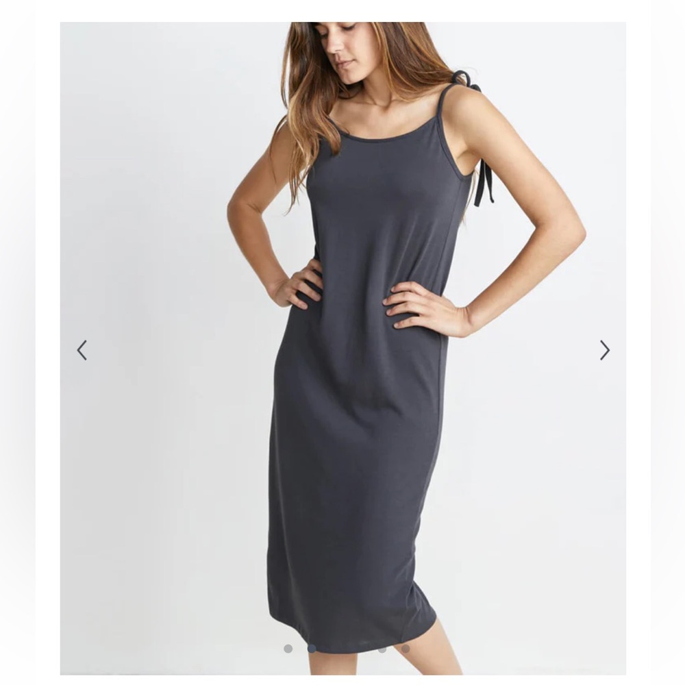 Sleeveless Tie-Shoulder Midi Dress - Charcoal
